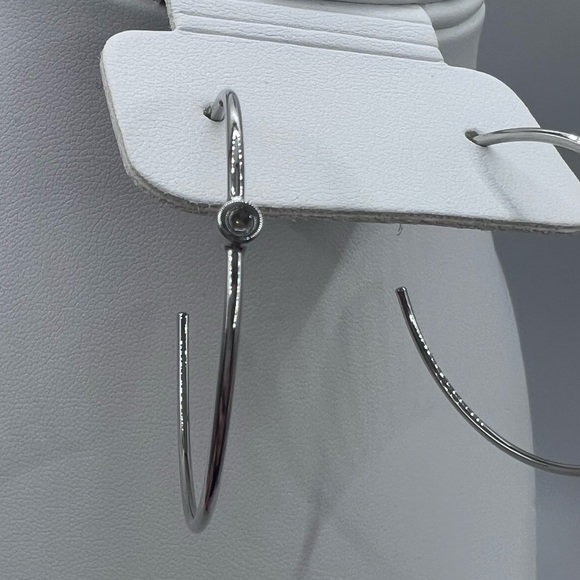 Adornia Diamond Dot Hoop Earrings Silver - 0.05 ctw NWT - Picture 7 of 8